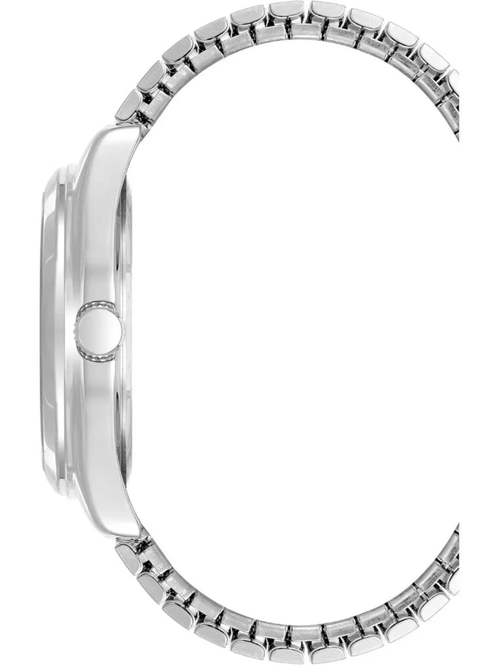 Mens Silver Navy Blue Analog Quartz Expansion Band Day-Date Function Round Watch